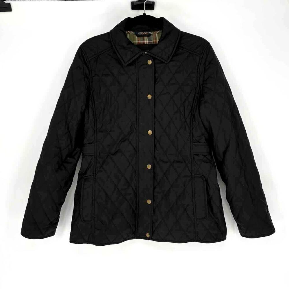 L.L. Bean Women's Black Quilted Riding Jacket - Size M - Barn Coat